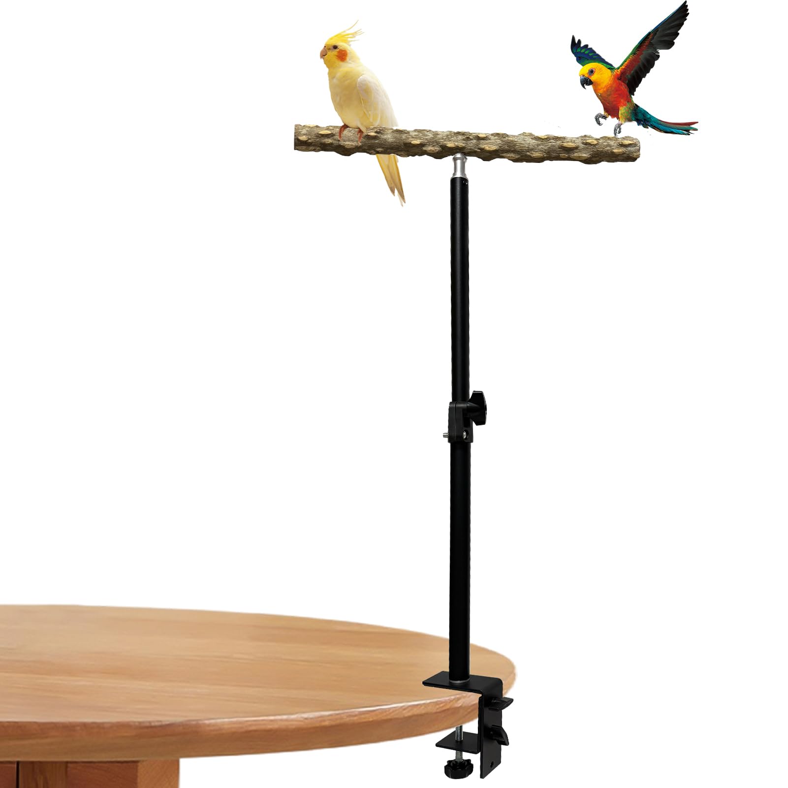 3-Layer 16-63 Inch Height Adjustable Bird Perch Pepper Wood Birds Training Perch Stand Parakeet Perches Indoor and Outdoor Parrot Stands for Small to Medium Bird