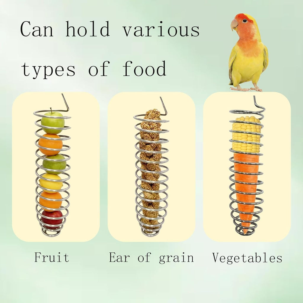 3-Piece Stainless Steel Bird Food Holder, Metal Pet Exercise Accessories, Hanging Fruit Vegetable Feeder Parakeet