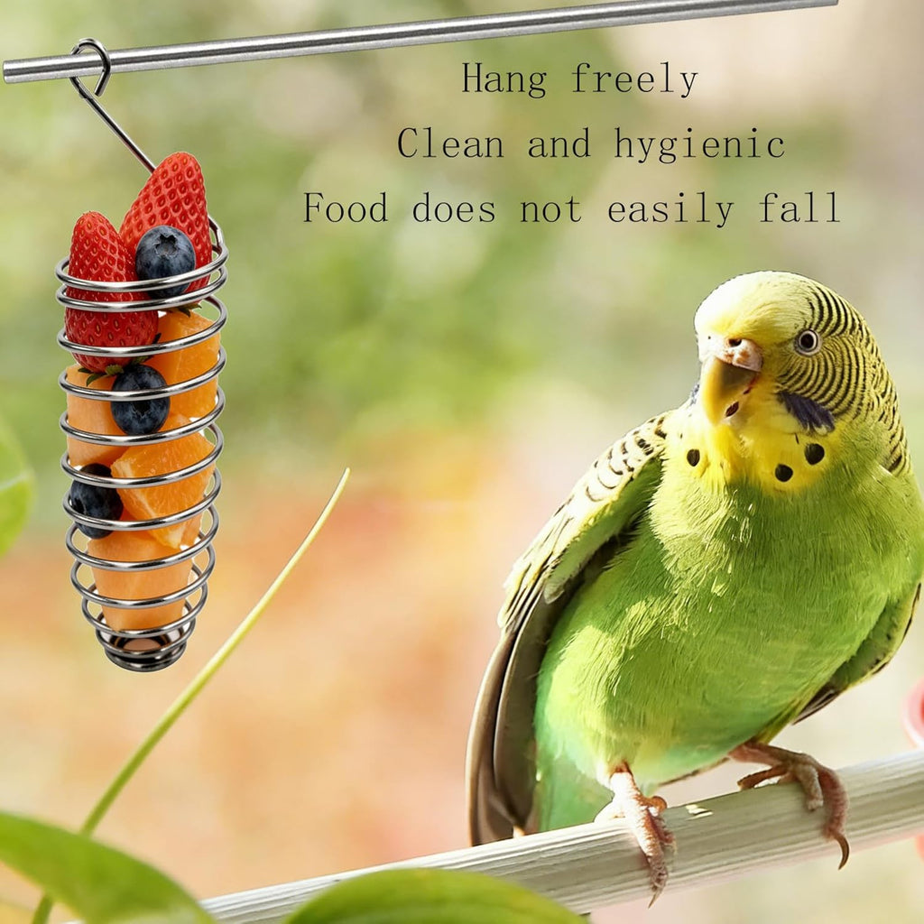 3-Piece Stainless Steel Bird Food Holder, Metal Pet Exercise Accessories, Hanging Fruit Vegetable Feeder Parakeet