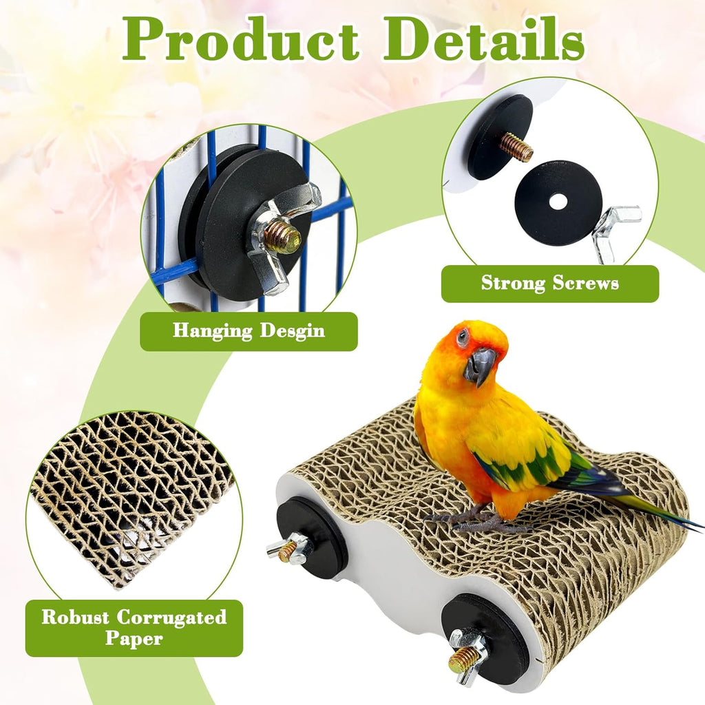 2 PCS Bird Perch Conure Cage Stand Hanging Parrot Cage Perch Chew Toys Bird Paw Grinding Stand Parakeet Cage Playground for Budgie Conure Cockatiel Finch (Cloud)