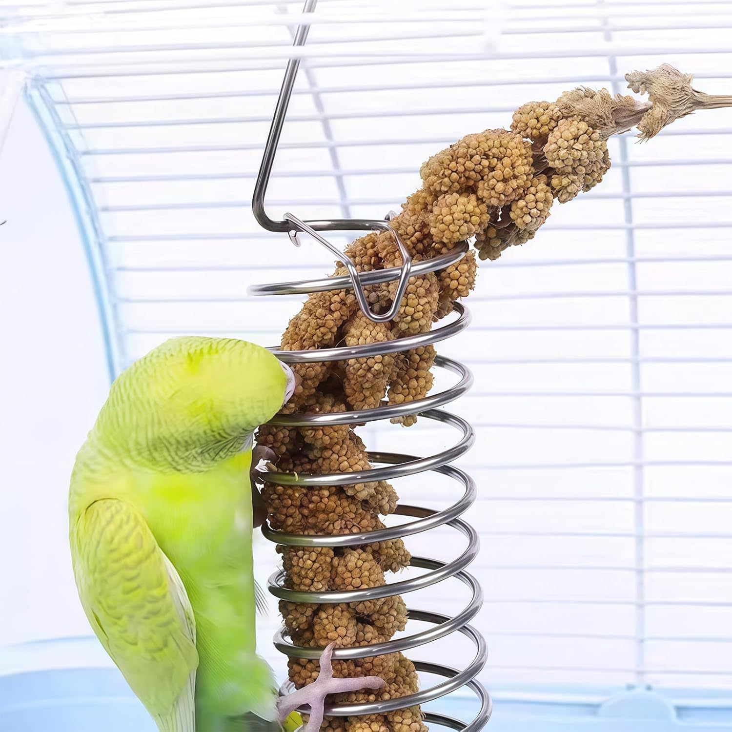 3Pcs Stainless Steel Bird Food Holder Set - Hanging Foraging Basket Cage Accessories, Metal Fruit & Vegetable Feeder for Parrot, Macaw, Cockatoo, Parakeet & Large Birds Cage Toys Gifts