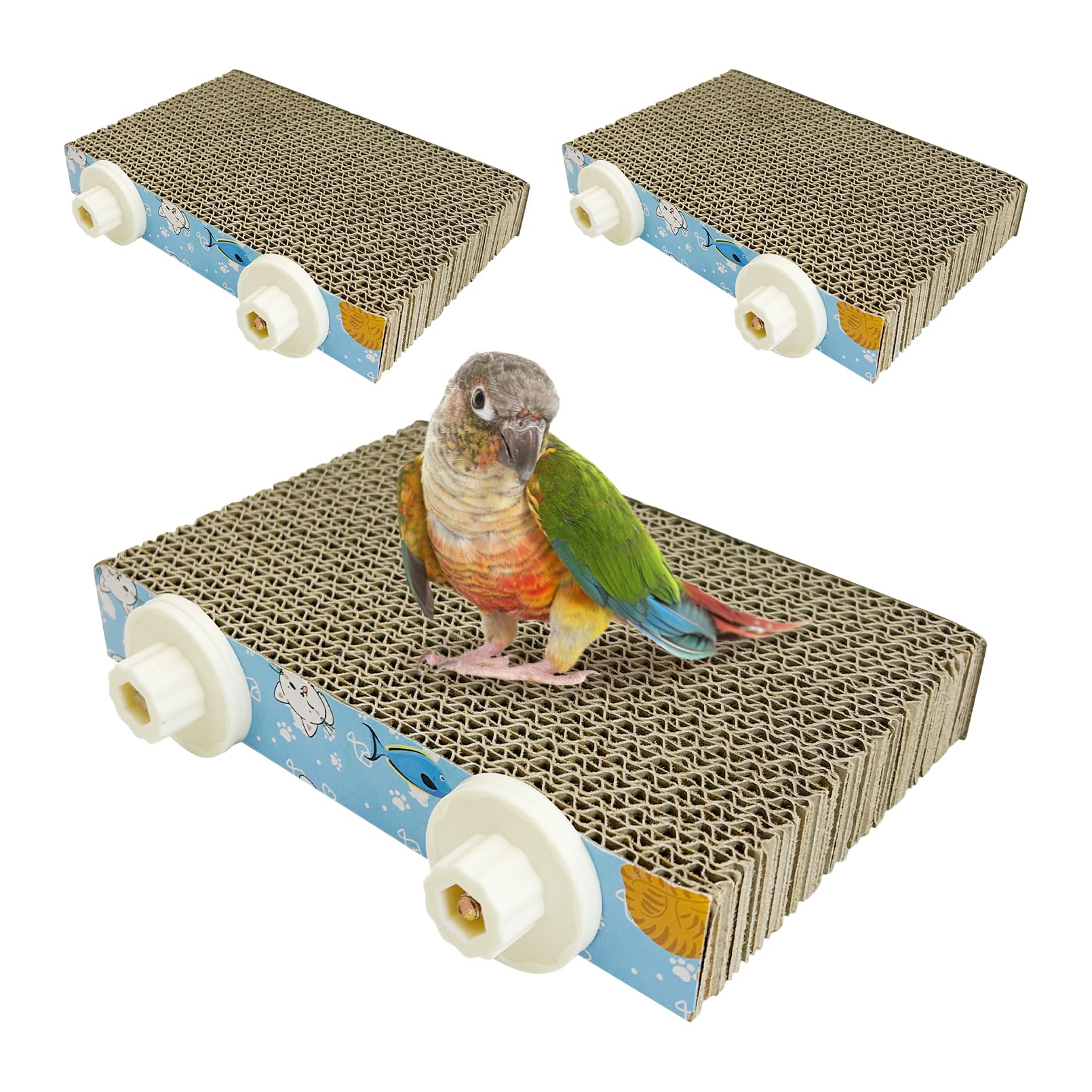 2 PCS Bird Perch Conure Cage Stand Hanging Parrot Cage Perch Chew Toys Bird Paw Grinding Stand Parakeet Cage Playground for Budgie Conure Cockatiel Finch (Cloud)