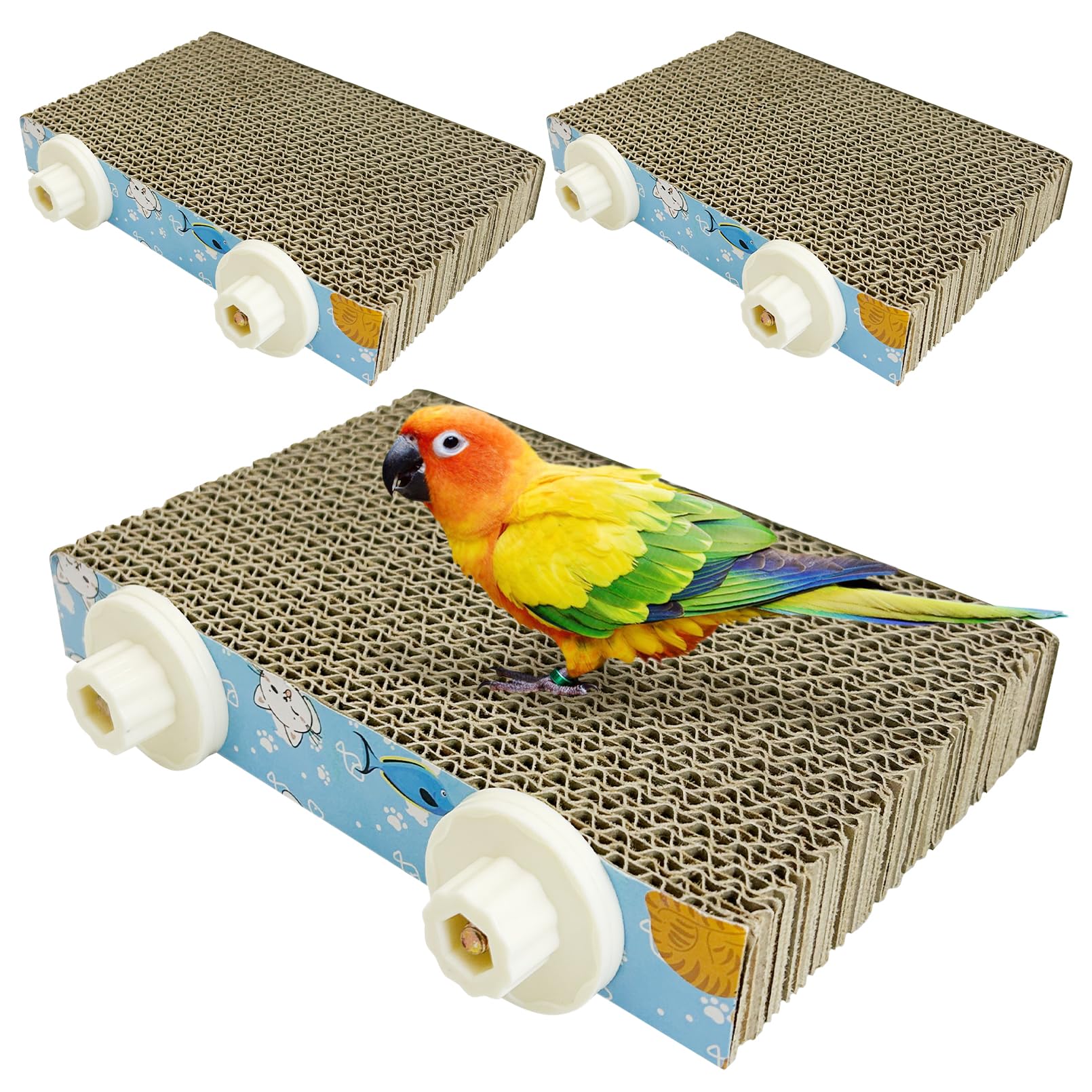 2 PCS Bird Perch Conure Cage Stand Hanging Parrot Cage Perch Chew Toys Bird Paw Grinding Stand Parakeet Cage Playground for Budgie Conure Cockatiel Finch (Cloud)