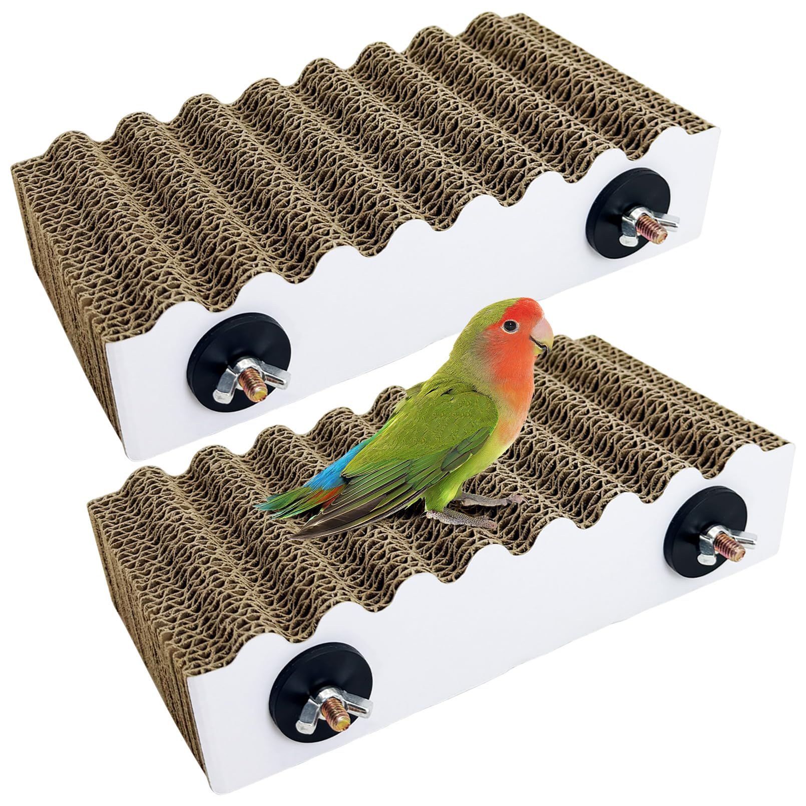 2 PCS Bird Perch Conure Cage Stand Hanging Parrot Cage Perch Chew Toys Bird Paw Grinding Stand Parakeet Cage Playground for Budgie Conure Cockatiel Finch (Cloud)