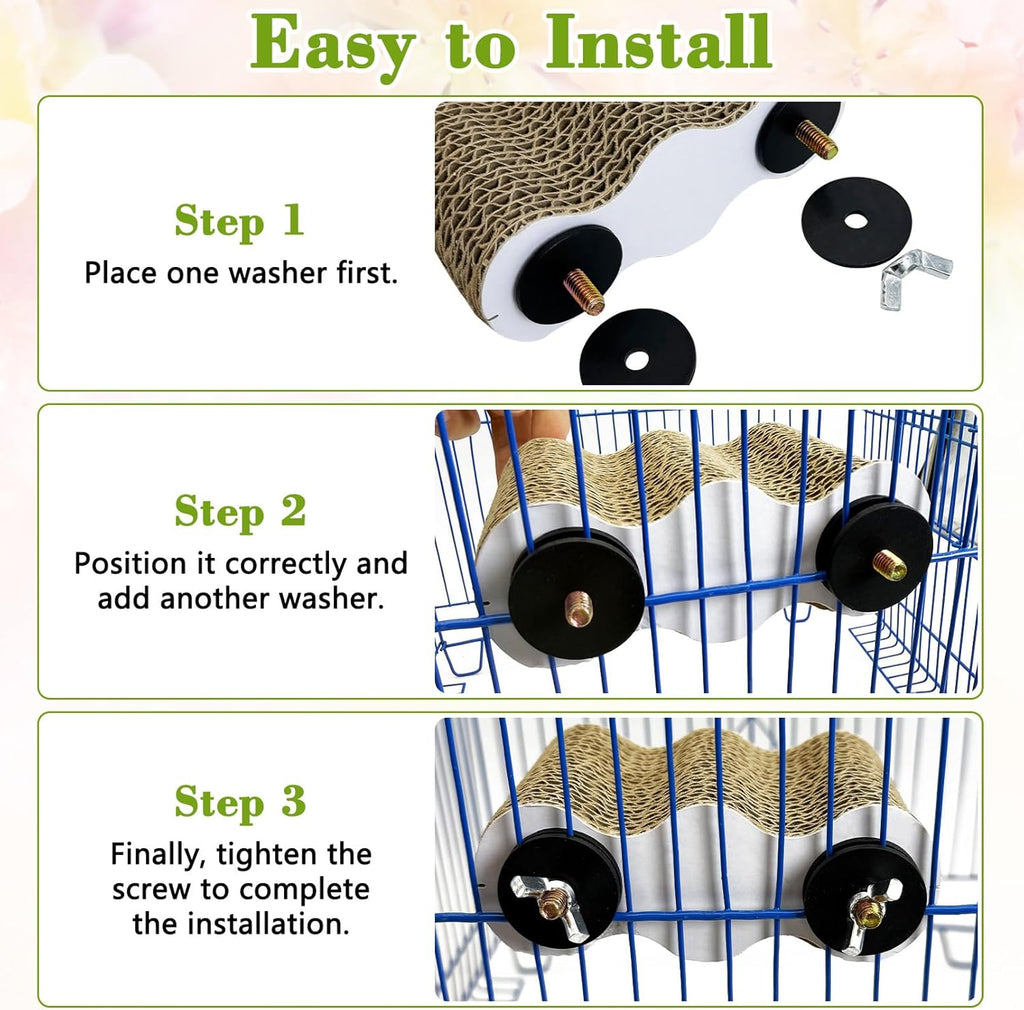 2 PCS Bird Perch Conure Cage Stand Hanging Parrot Cage Perch Chew Toys Bird Paw Grinding Stand Parakeet Cage Playground for Budgie Conure Cockatiel Finch (Cloud)