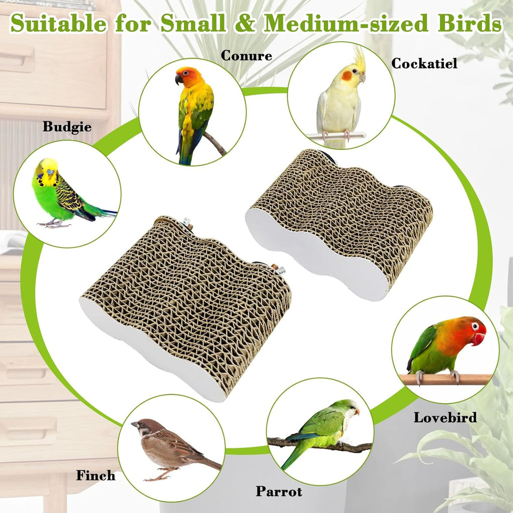 2 PCS Bird Perch Conure Cage Stand Hanging Parrot Cage Perch Chew Toys Bird Paw Grinding Stand Parakeet Cage Playground for Budgie Conure Cockatiel Finch (Cloud)