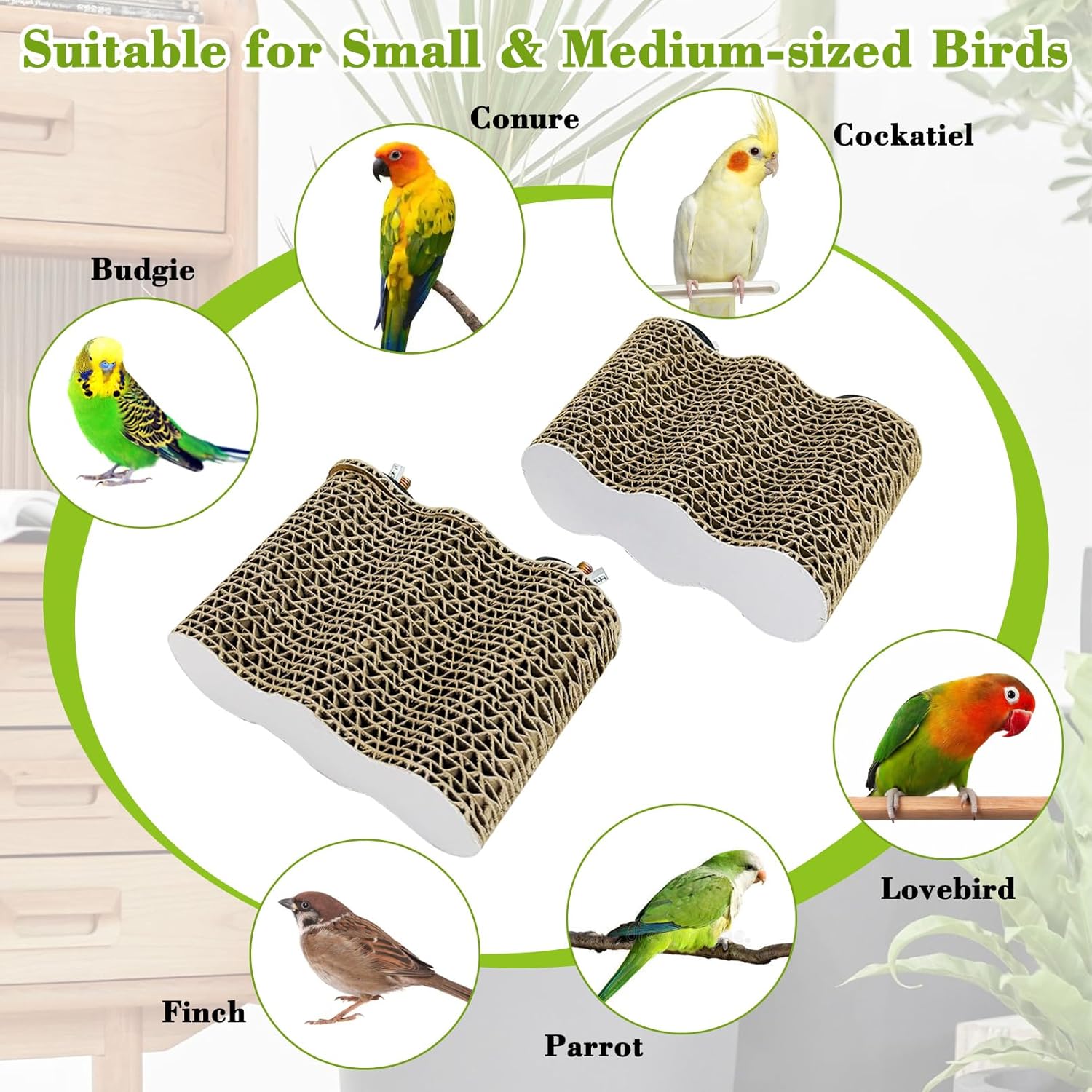2 PCS Bird Perch Conure Cage Stand Hanging Parrot Cage Perch Chew Toys Bird Paw Grinding Stand Parakeet Cage Playground for Budgie Conure Cockatiel Finch (Cloud)