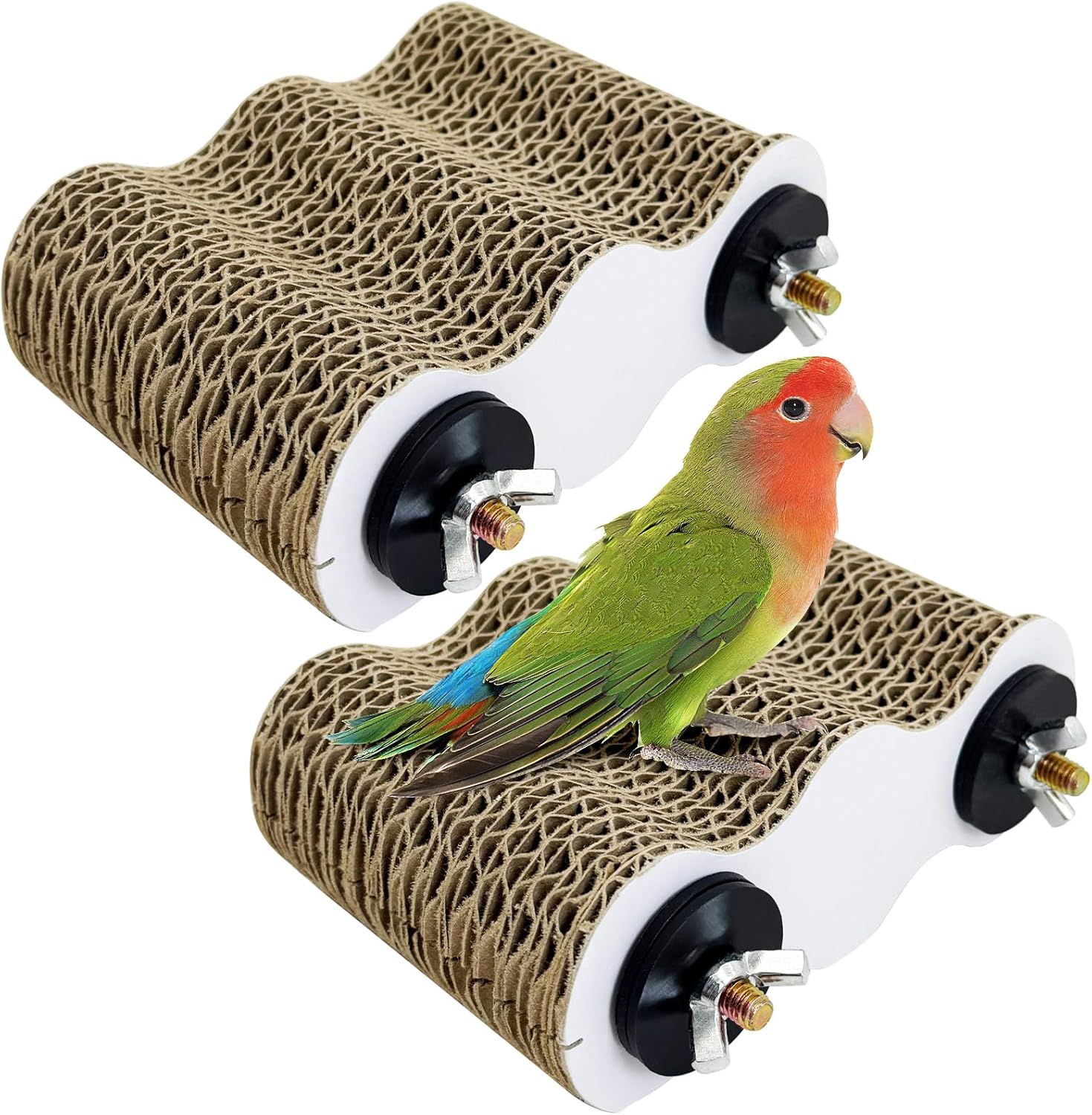 2 PCS Bird Perch Conure Cage Stand Hanging Parrot Cage Perch Chew Toys Bird Paw Grinding Stand Parakeet Cage Playground for Budgie Conure Cockatiel Finch (Cloud)